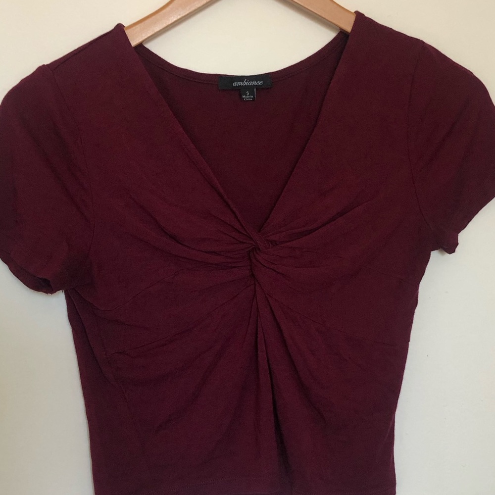 A burgundy cute crop top